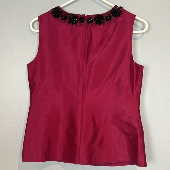 Talbots Fuchsia Silk Shell Blouse Sleeveless Beaded Size 2 NWT $139 - Picture 5 of 8